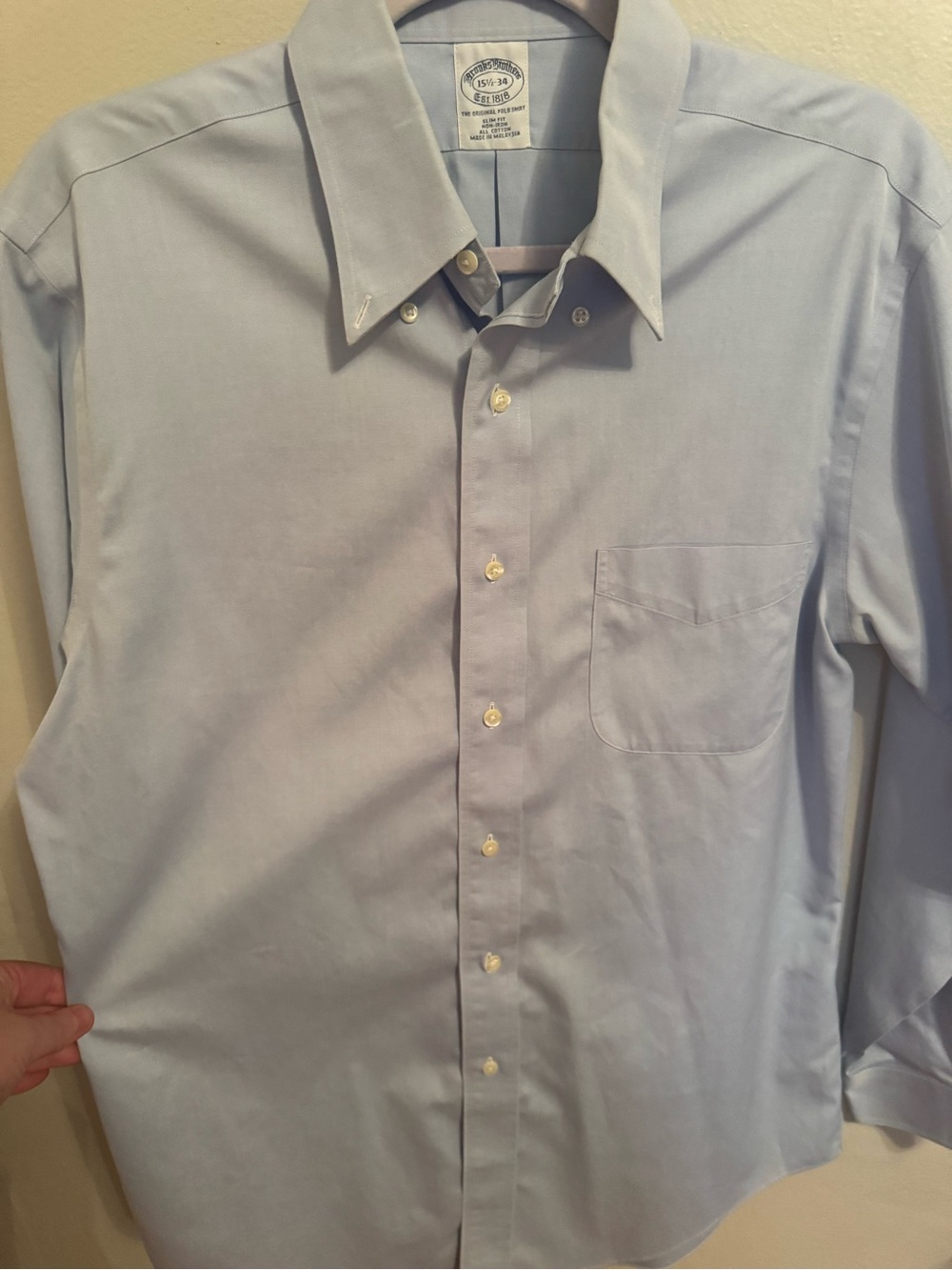 Brooks Brothers 100% cotton Original Polo Shirt 15.5 Like New